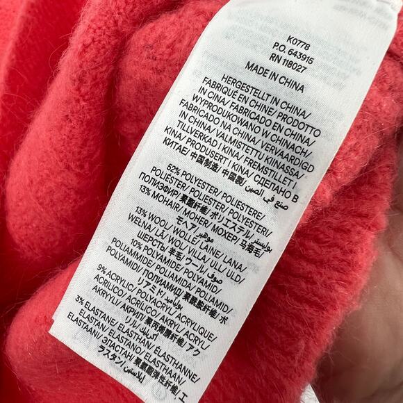 Boden Fluffy Pointelle Knit Sweater Wool Blend Womens Small Coral Crew Neck Soft - Picture 8 of 9